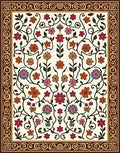 Floral Vine Pattern With Ornate Border Rug