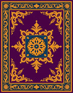 Ornate Gold Floral Medallion Pattern Rug