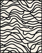 Abstract Black Wave Pattern Rug