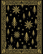 Golden Snowflake Forest Border Rug