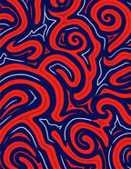 Abstract Swirl Red Blue Pattern Rug
