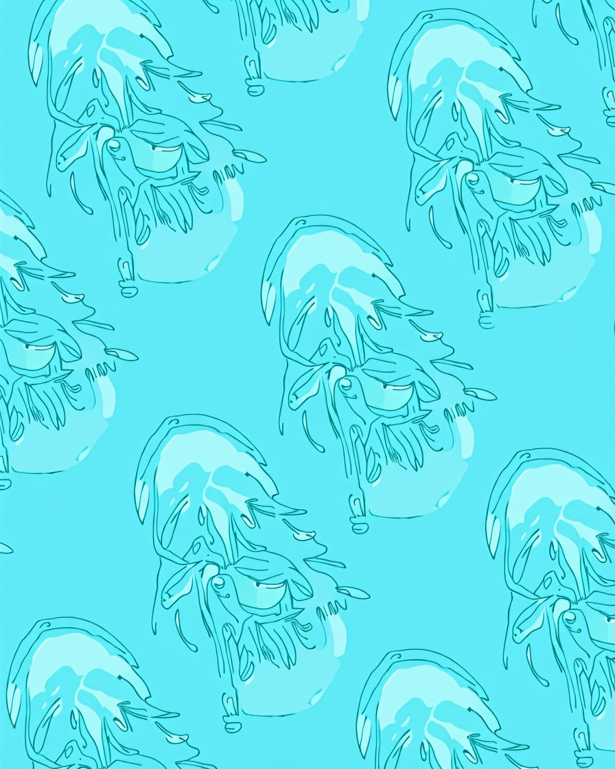 Aqua Jellyfish Outline Pattern Rug