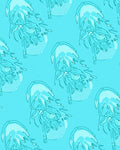 Aqua Jellyfish Outline Pattern Rug