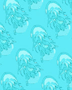 Aqua Jellyfish Outline Pattern Rug