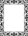 Ornate Black Floral Border Design Rug
