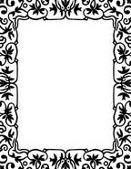 Ornate Black Floral Border Design Rug
