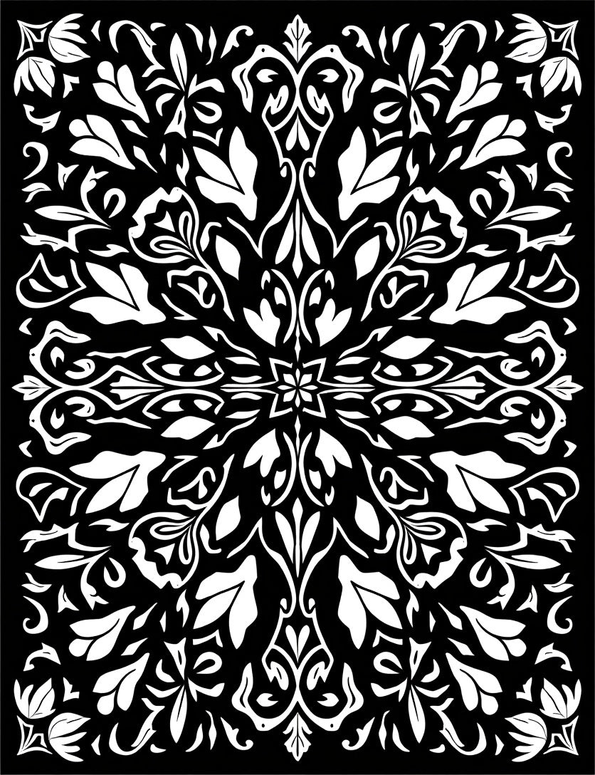 Intricate Floral Damask Pattern Rug