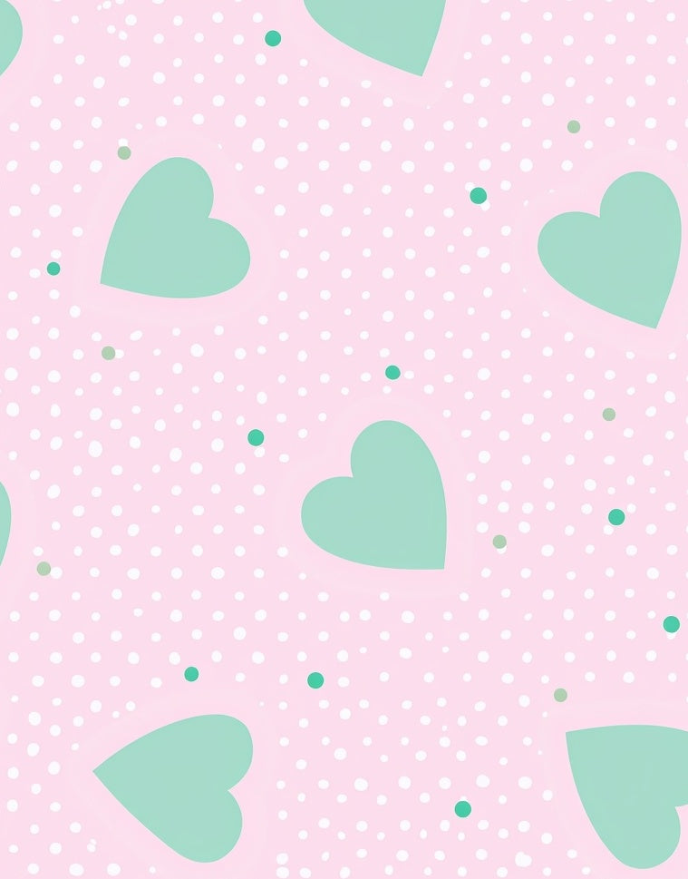 Sweet Mint Heart Polka Dot Pattern Rug