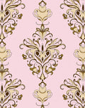 Elegant Gold Floral Damask Pattern Rug