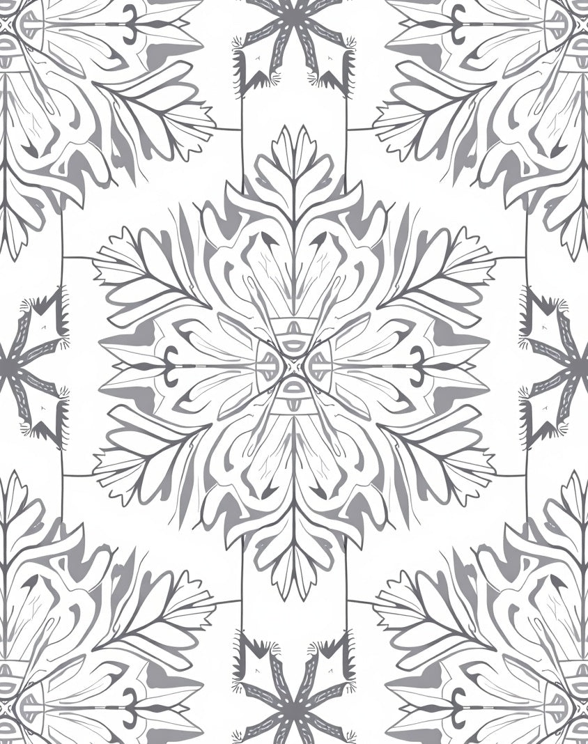 Ornate Gray Floral Medallion Square Rug