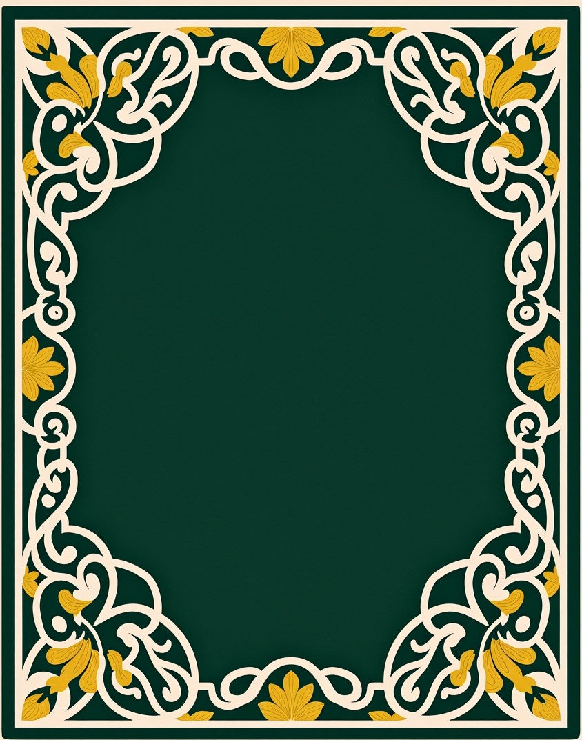 Elegant White Gold Floral Filigree Frame Rug