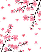 Pink Cherry Blossom Branch Pattern Rug