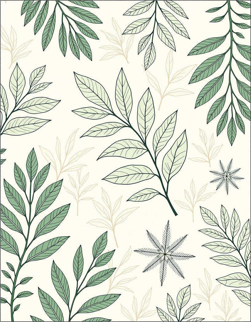 Green Leaf Botanical Pattern Rug