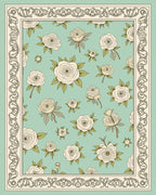Vintage Floral Outline Border Rug