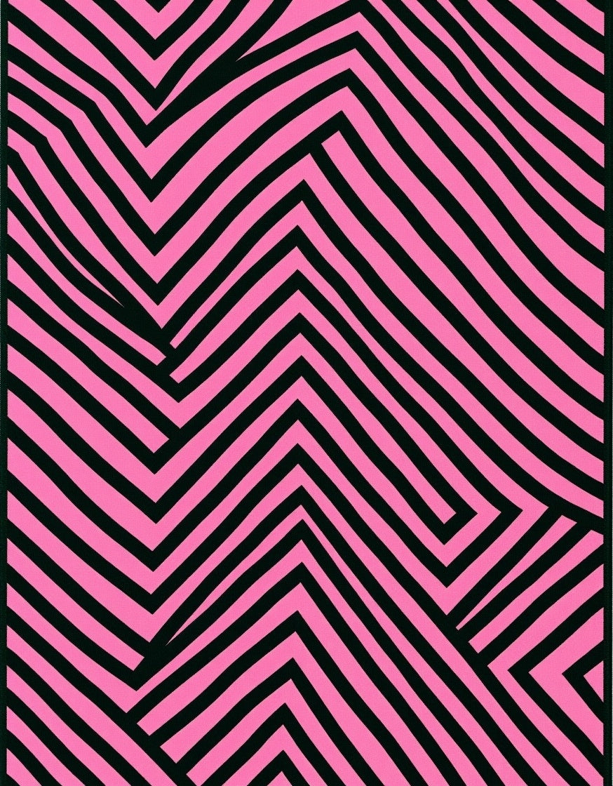 Pink Black Geometric Zigzag Rug