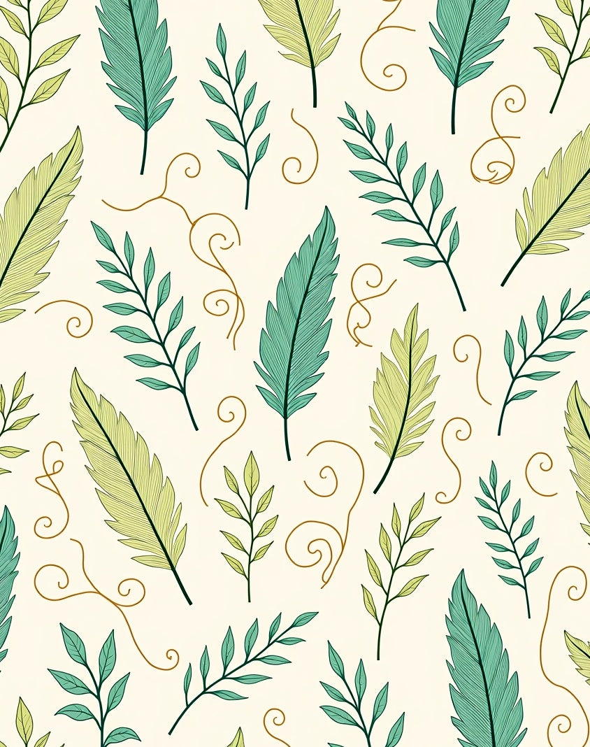 Feather and Foliage Pattern Design Rug