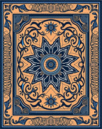 Intricate Floral Medallion Border Rug
