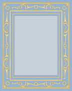 Ornate Gold Blue Art Style Rug