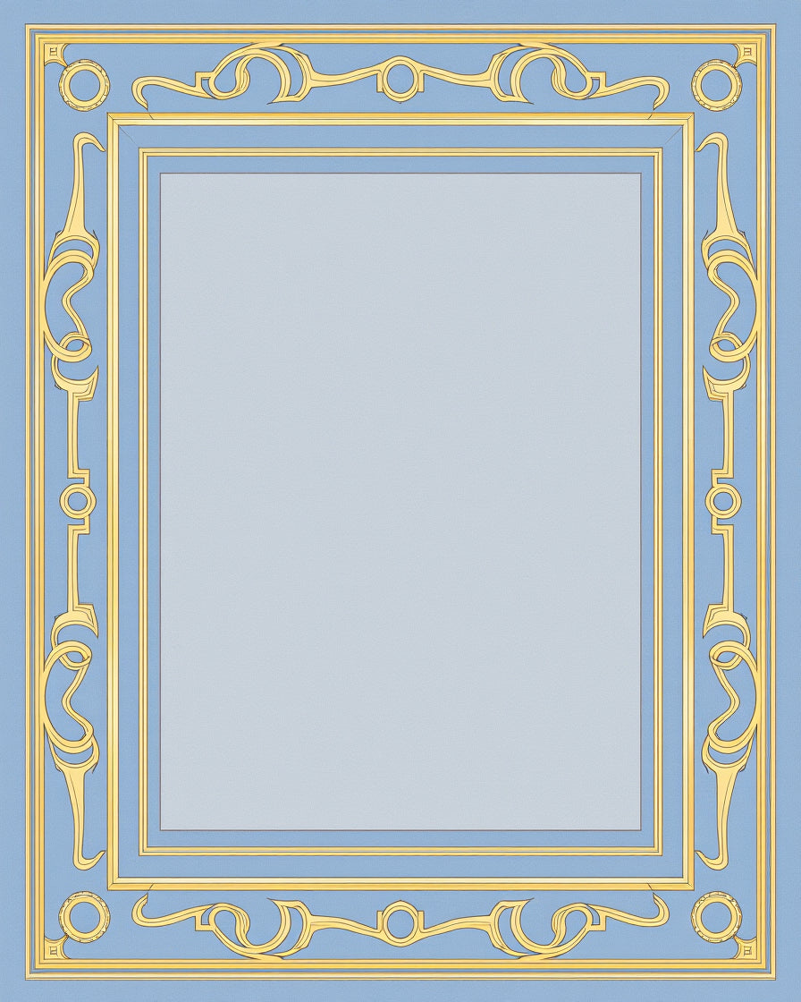 Ornate Gold Blue Art Style Rug