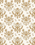 Golden Damask Scroll Pattern Rug