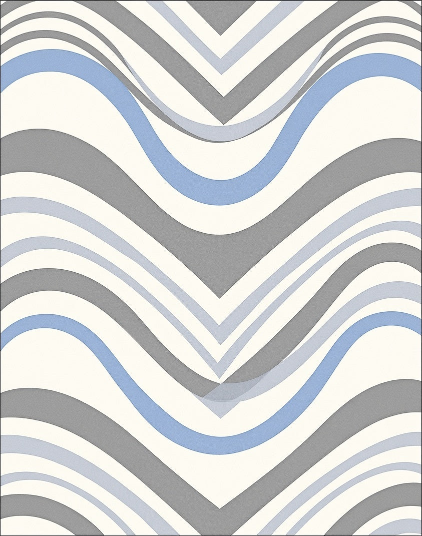 Shapely Blue-Gray Wave Pattern Design Rug