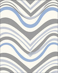 Shapely Blue-Gray Wave Pattern Design Rug