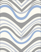 Shapely Blue-Gray Wave Pattern Design Rug