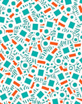 Teal Orange Abstract Geometric Collage Rug