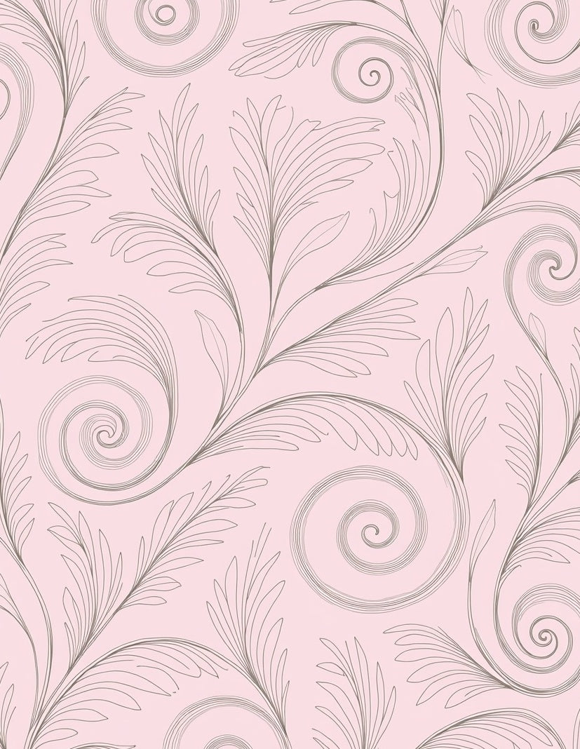 Elegant Pink Floral Swirl Pattern Rug