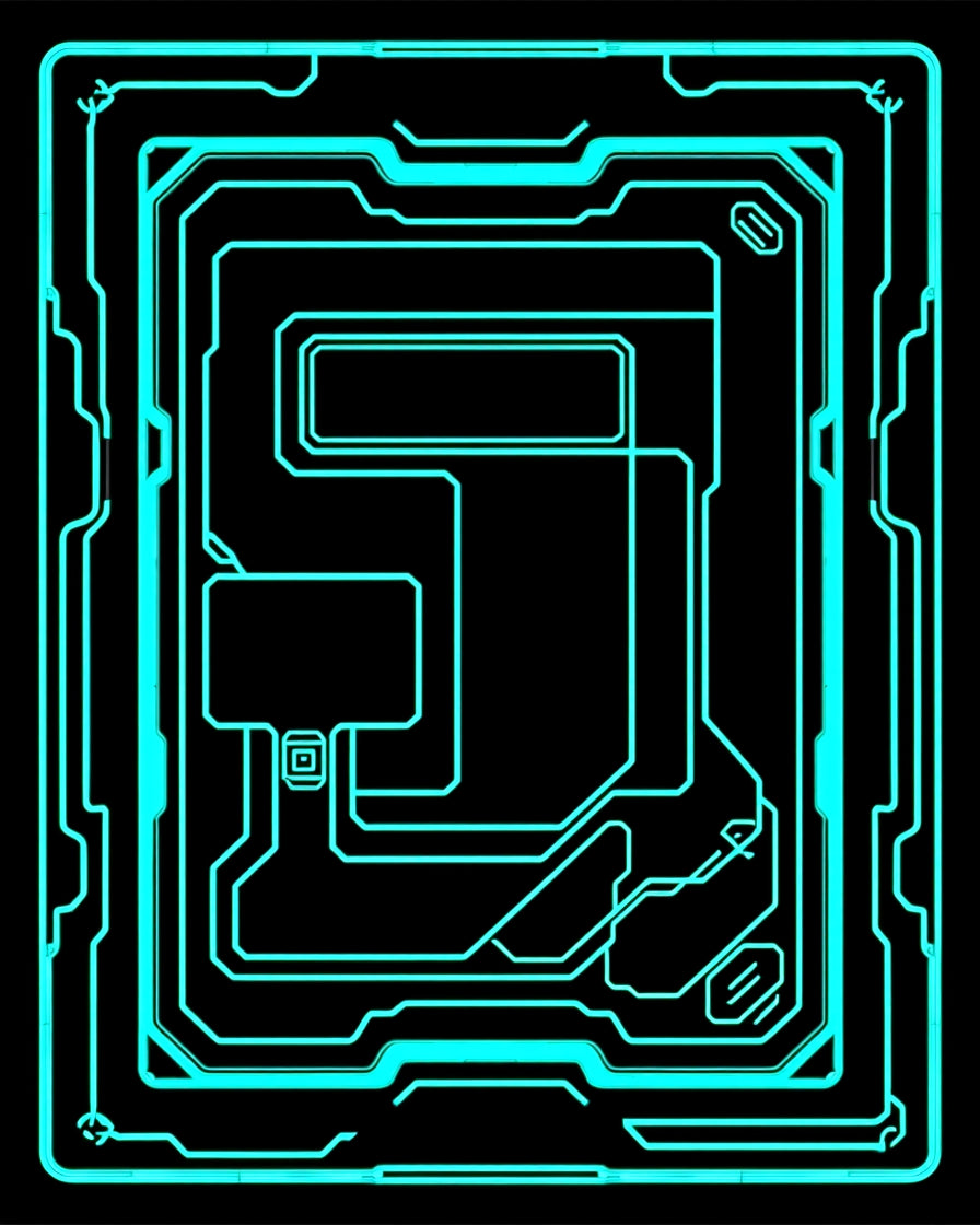 Neon Circuit Board Pattern Rug
