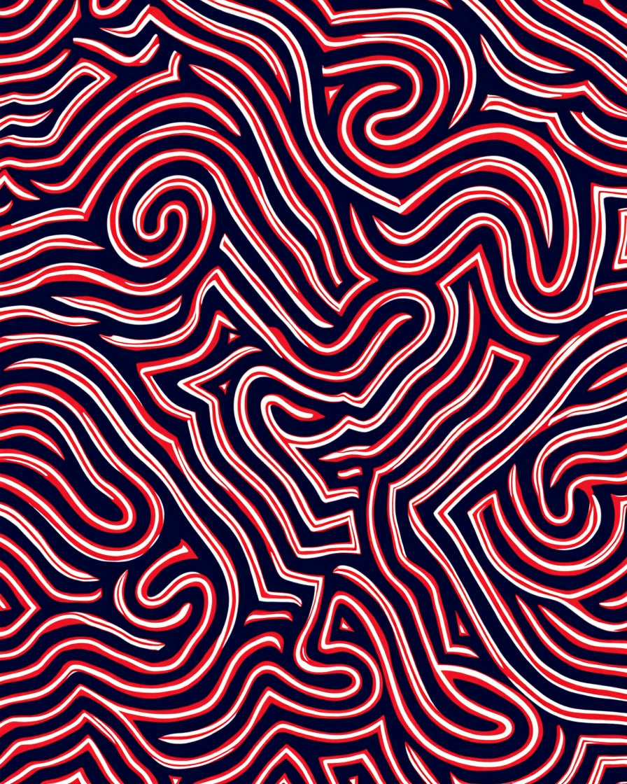 Navajo Red White Wavy Maze Rug