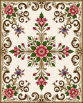 Floral Scrollwork Blossom Design Rug