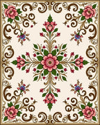 Floral Scrollwork Blossom Design Rug