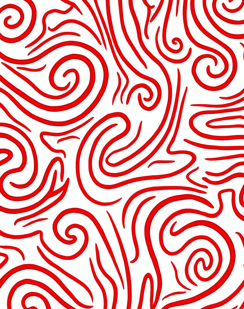 Bold Red Swirl Pattern Rug