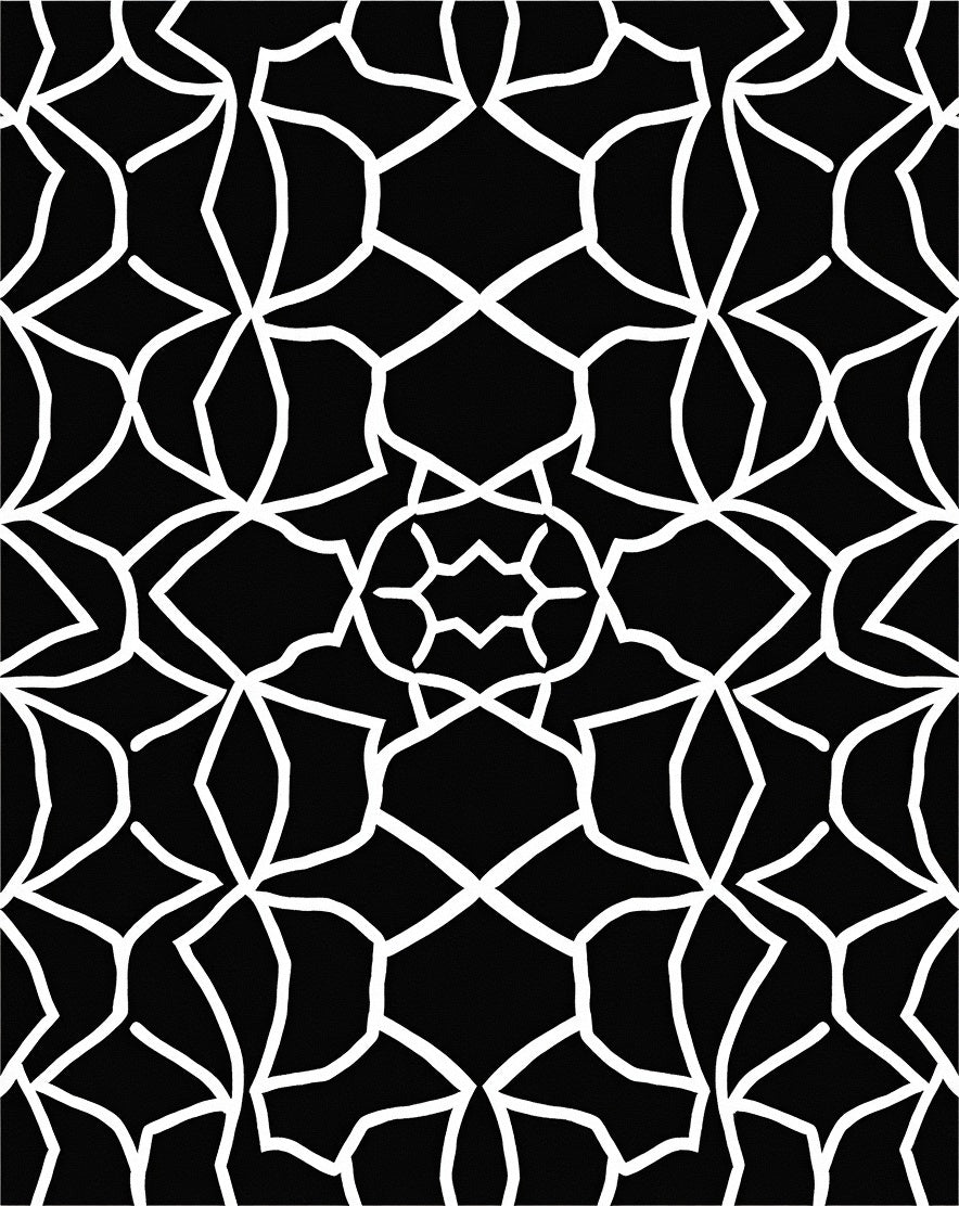Geometric Black White Lattice Design Rug