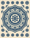 Classic Dark Blue Floral Starburst Rug
