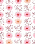 Blush Pink Floral Sketch Pattern Rug