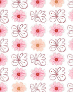 Blush Pink Floral Sketch Pattern Rug