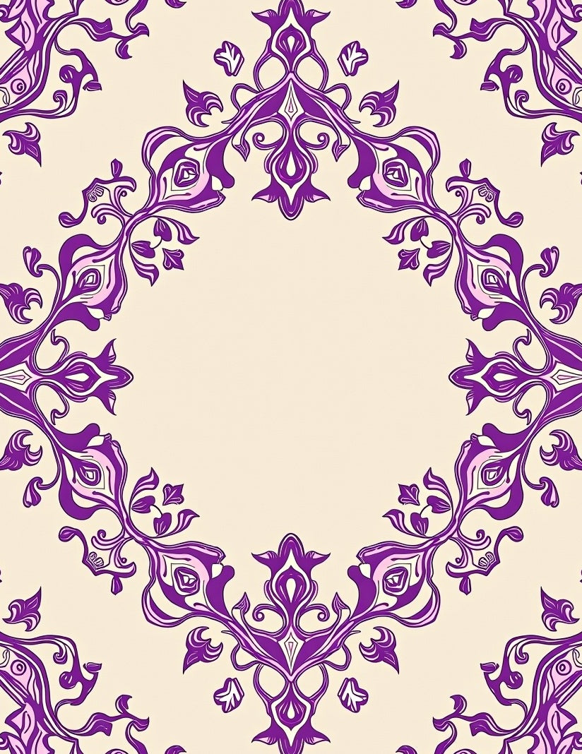 Elegant Purple Floral Damask Design Rug