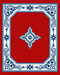 Red Indigo Floral Intricate Border Rug