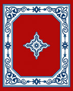 Red Indigo Floral Intricate Border Rug