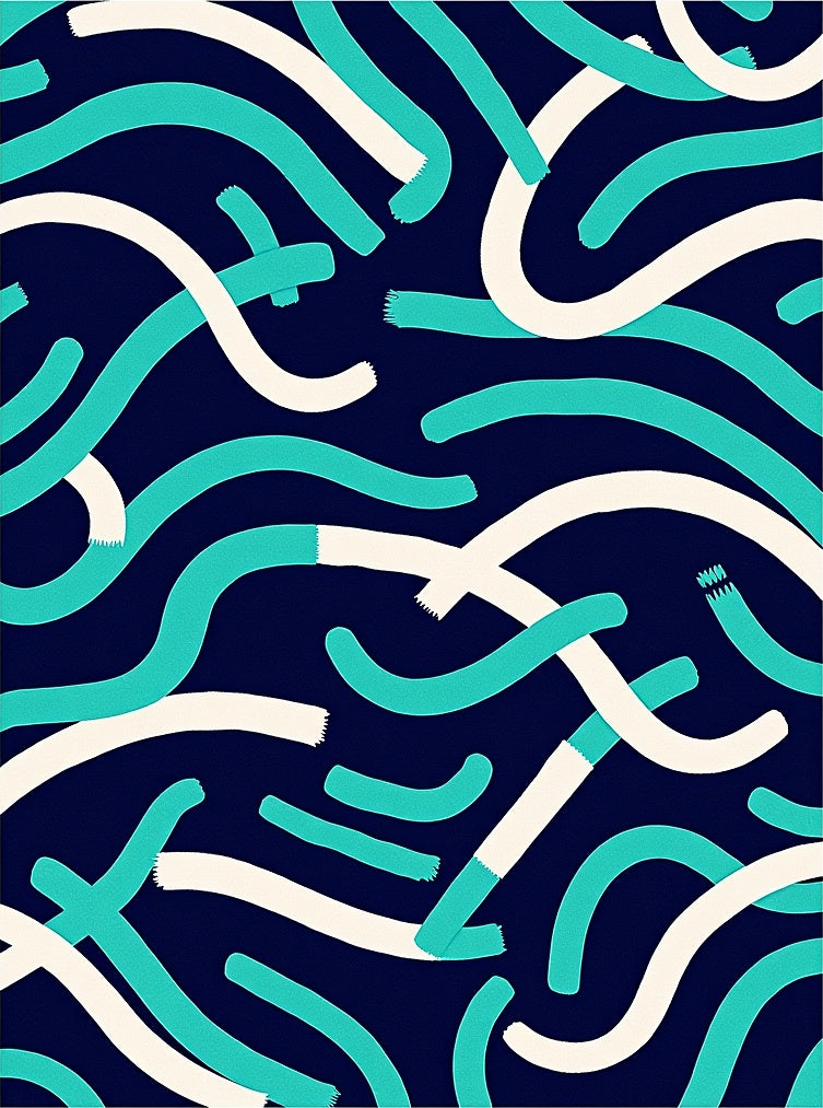 Abstract Brushstroke Wave Rug