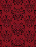 Dark Red Black Ornate Pattern Rug
