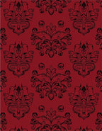 Dark Red Black Ornate Pattern Rug