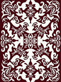 Ornate Floral Patterned Dark Red Rug
