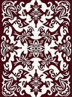 Ornate Floral Patterned Dark Red Rug