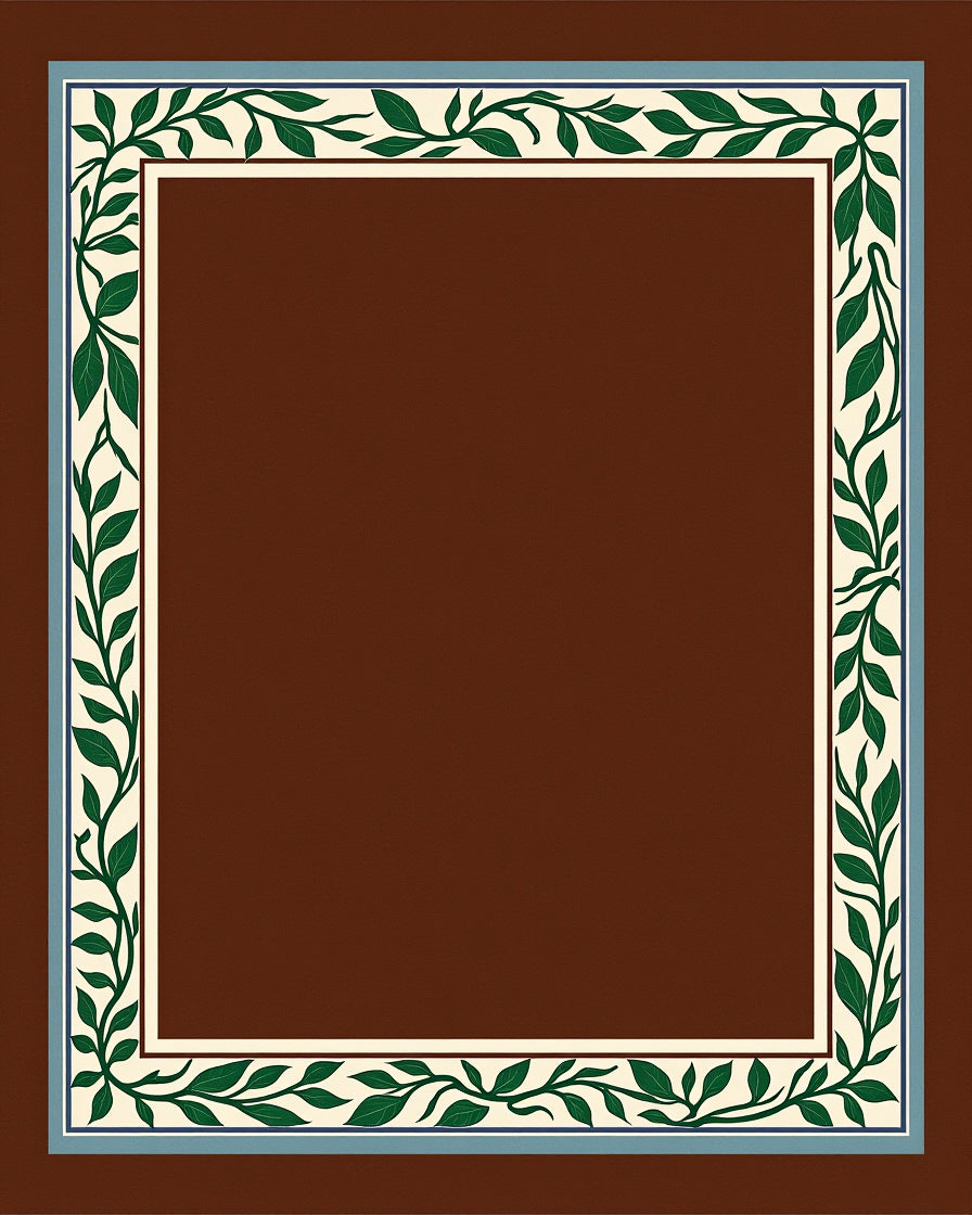 Green Leaf Vine Border Design Rug