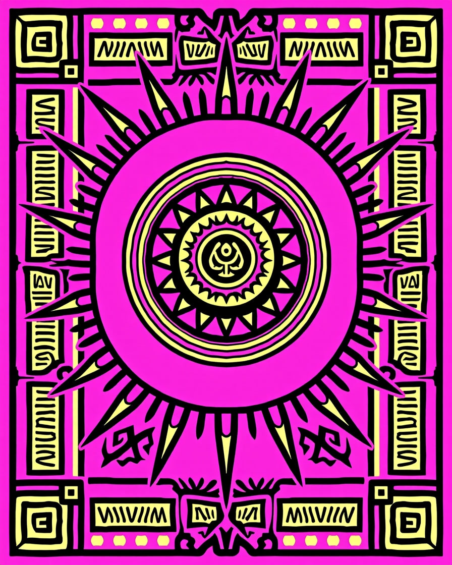 Radiant Sunburst Geometric Pattern Rug