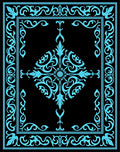 Elegant Cyan Floral Border Design Rug