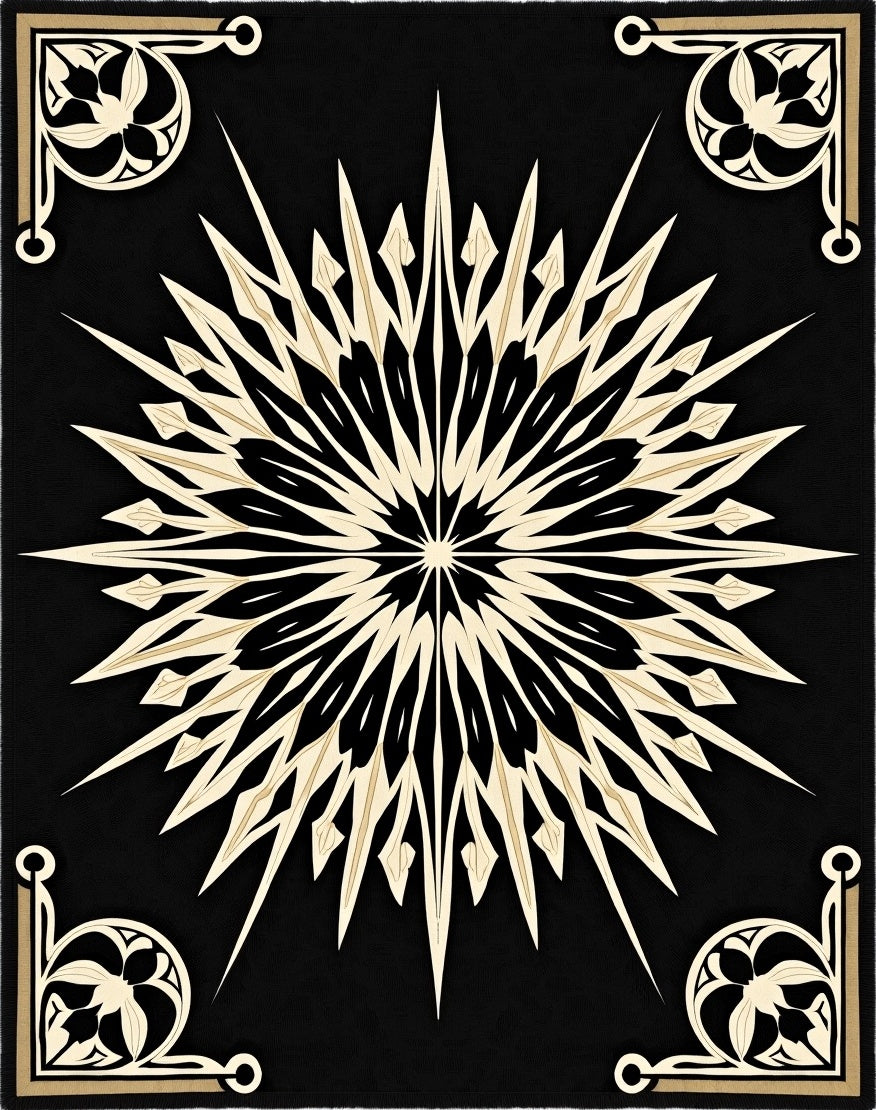 Ornate Starburst With Floral Accents Rug